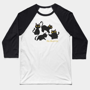 Cute Black Cat Illustration Baseball T-Shirt